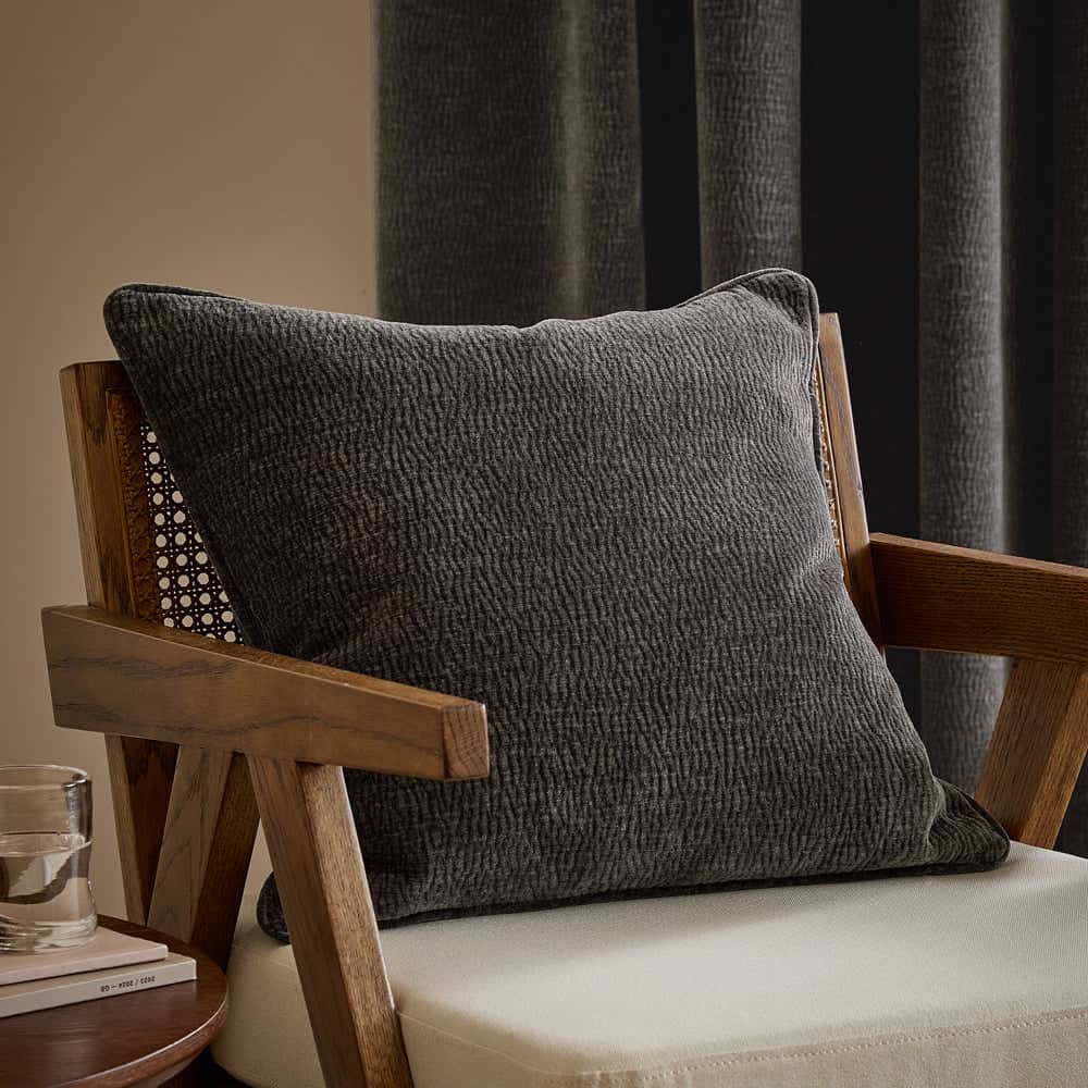 Yard (Riva Home) Cushions Charcoal HEATH WASHED VELVET TEXTURED CUSHION – FEATHER FILLED by Yard