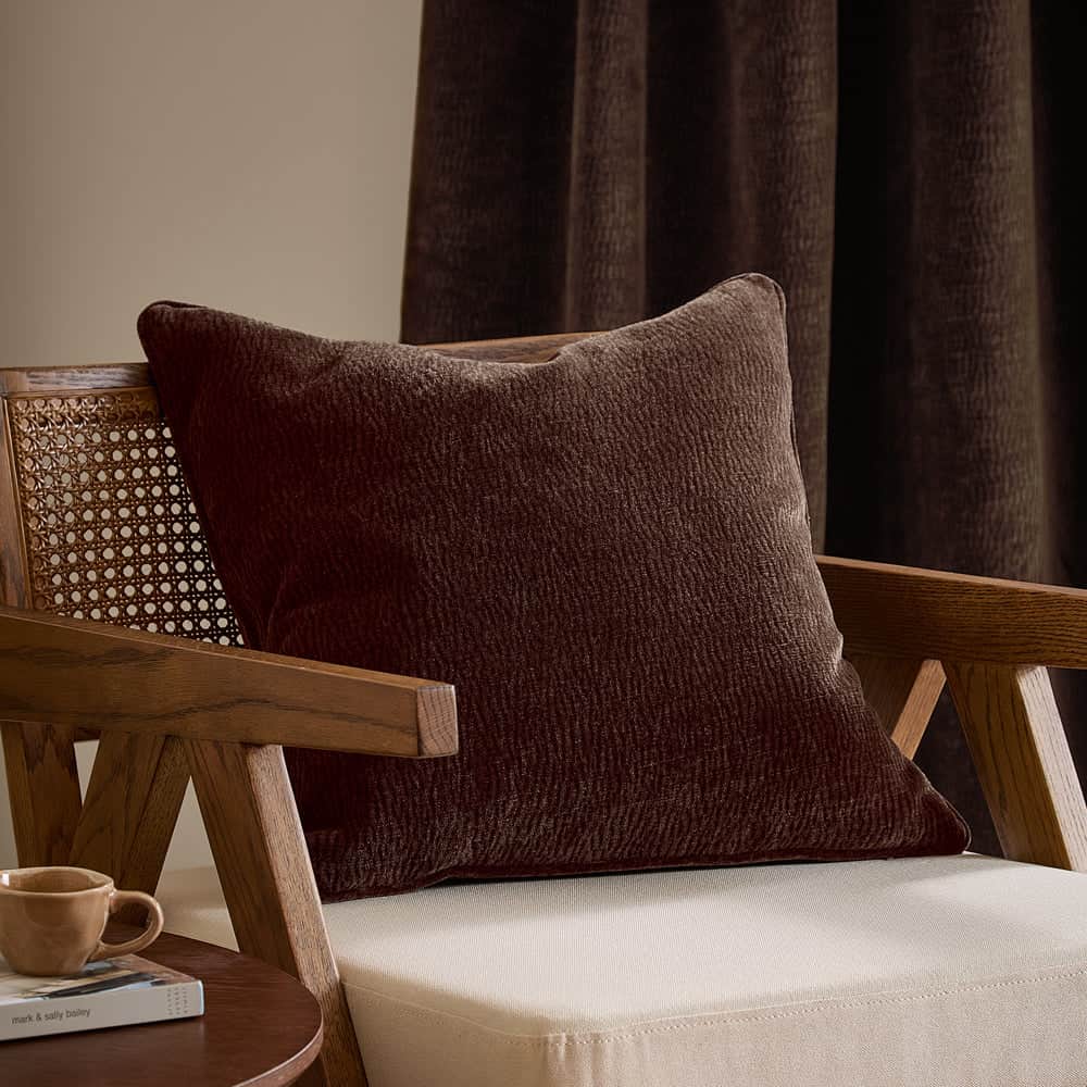Yard (Riva Home) Cushions Espresso Brown HEATH WASHED VELVET TEXTURED CUSHION – FEATHER FILLED by Yard