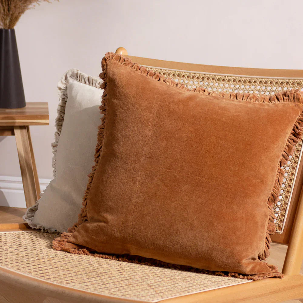 Yard (Riva Home) Cushions Rust BERTIE WASHED COTTON VELVET CUSHION by Yard