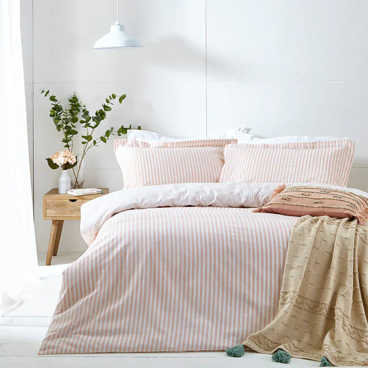 Yard (Riva Home) Duvet Cover set Hebden Stripe 100% Cotton Duvet Cover Set Blush by Yard