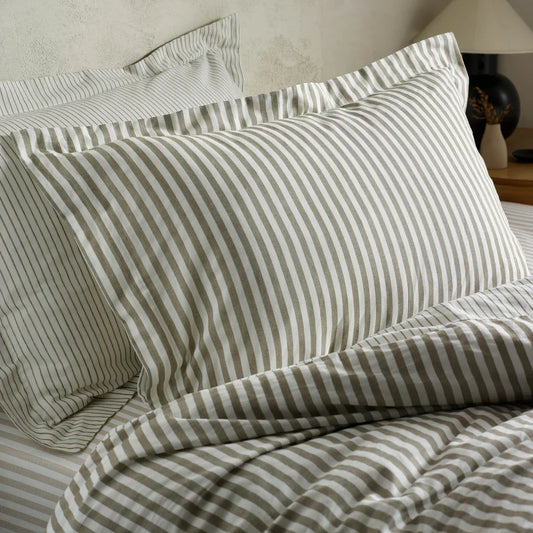 Yard (Riva Home) Duvet Cover set Hebden Stripe 100% Cotton Duvet Cover Set Mole by Yard