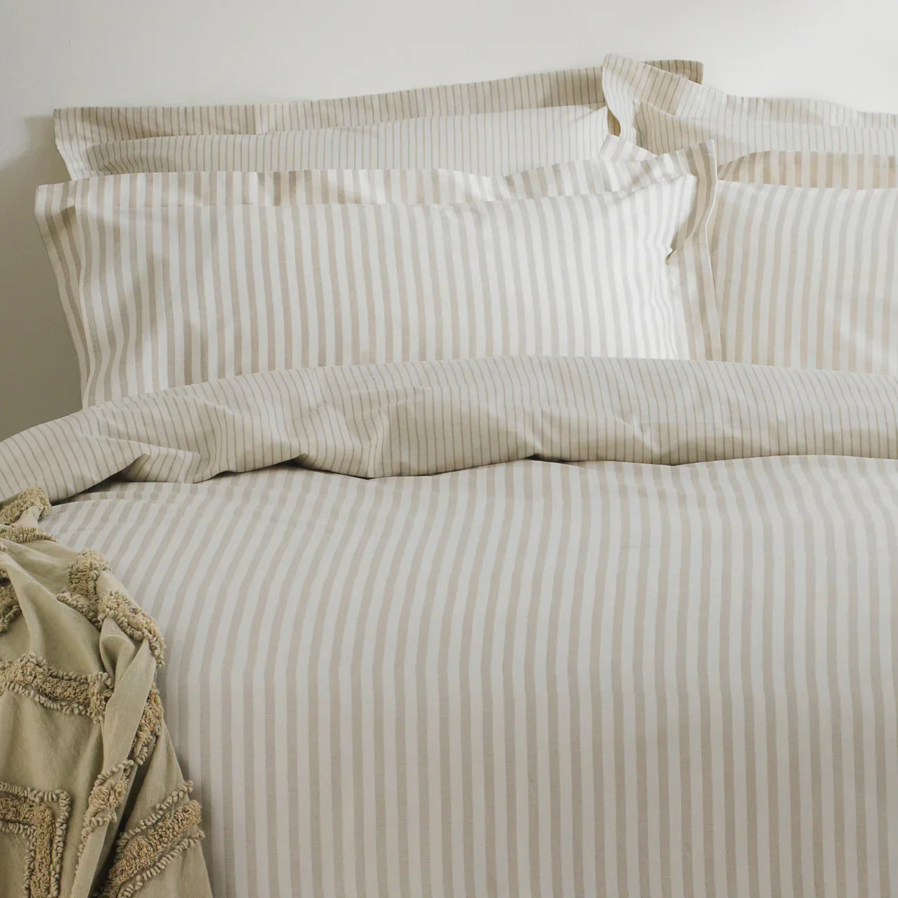 Yard (Riva Home) Duvet Cover set Hebden Stripe 100% Cotton Duvet Cover Set Natural by Yard