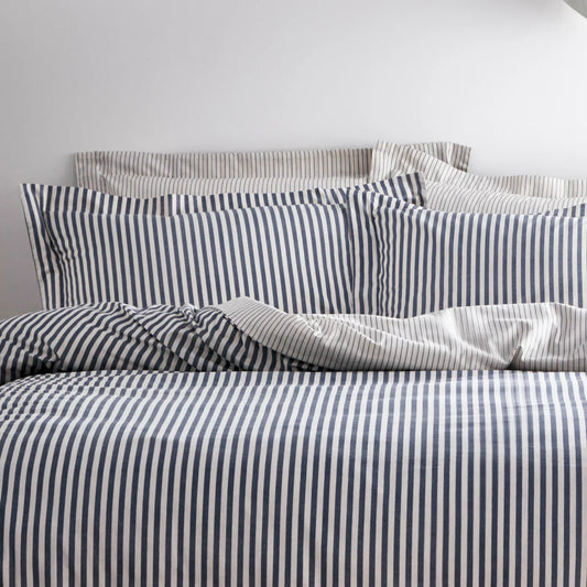 Yard (Riva Home) Duvet Cover set Hebden Stripe 100% Cotton Duvet Cover Set Navy by Yard