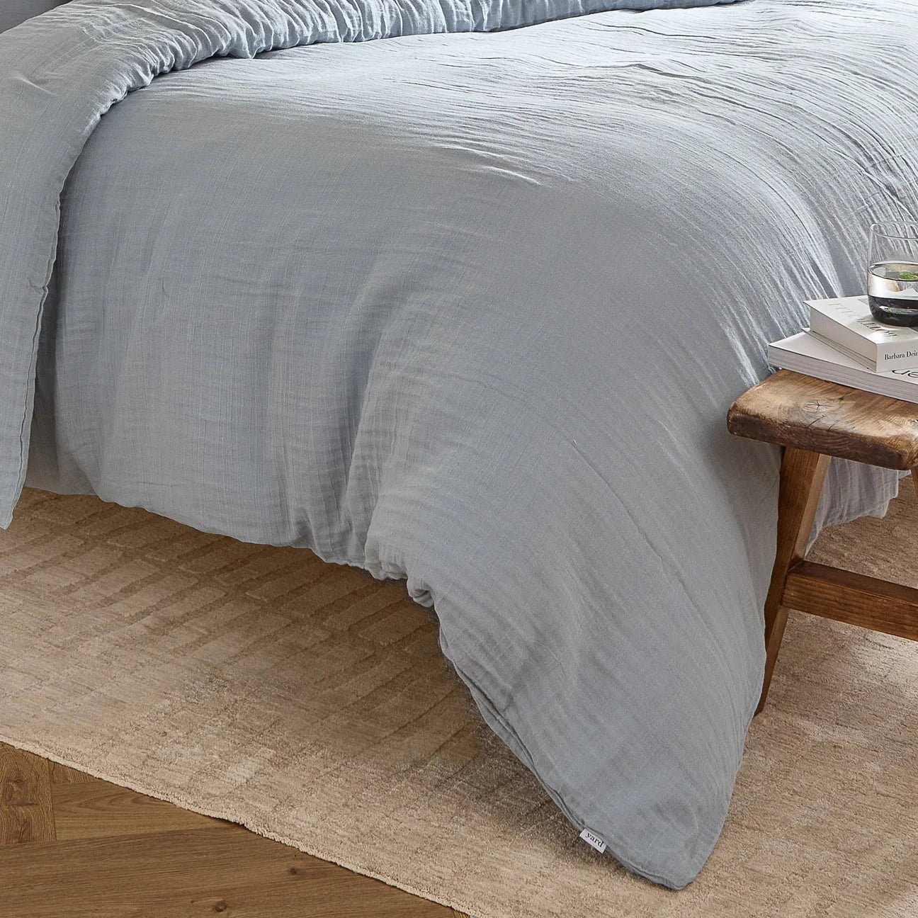 Yard (Riva Home) Duvet Cover set Lark Muslin 100% Cotton Duvet Cover Set Mineral Blue by Yard