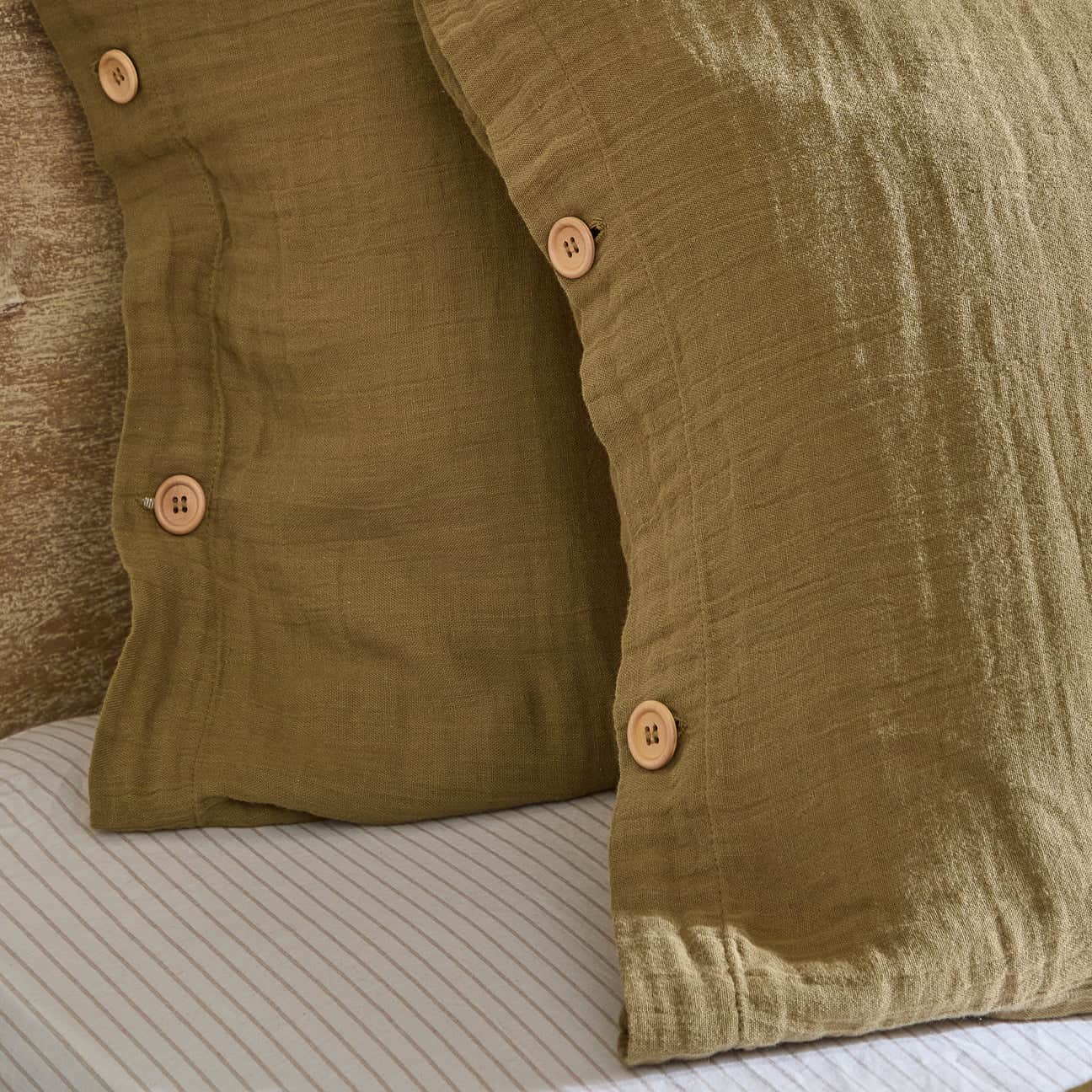 Yard (Riva Home) Duvet Cover set Lark Muslin 100% Cotton Duvet Cover Set Mineral Olive by Yard
