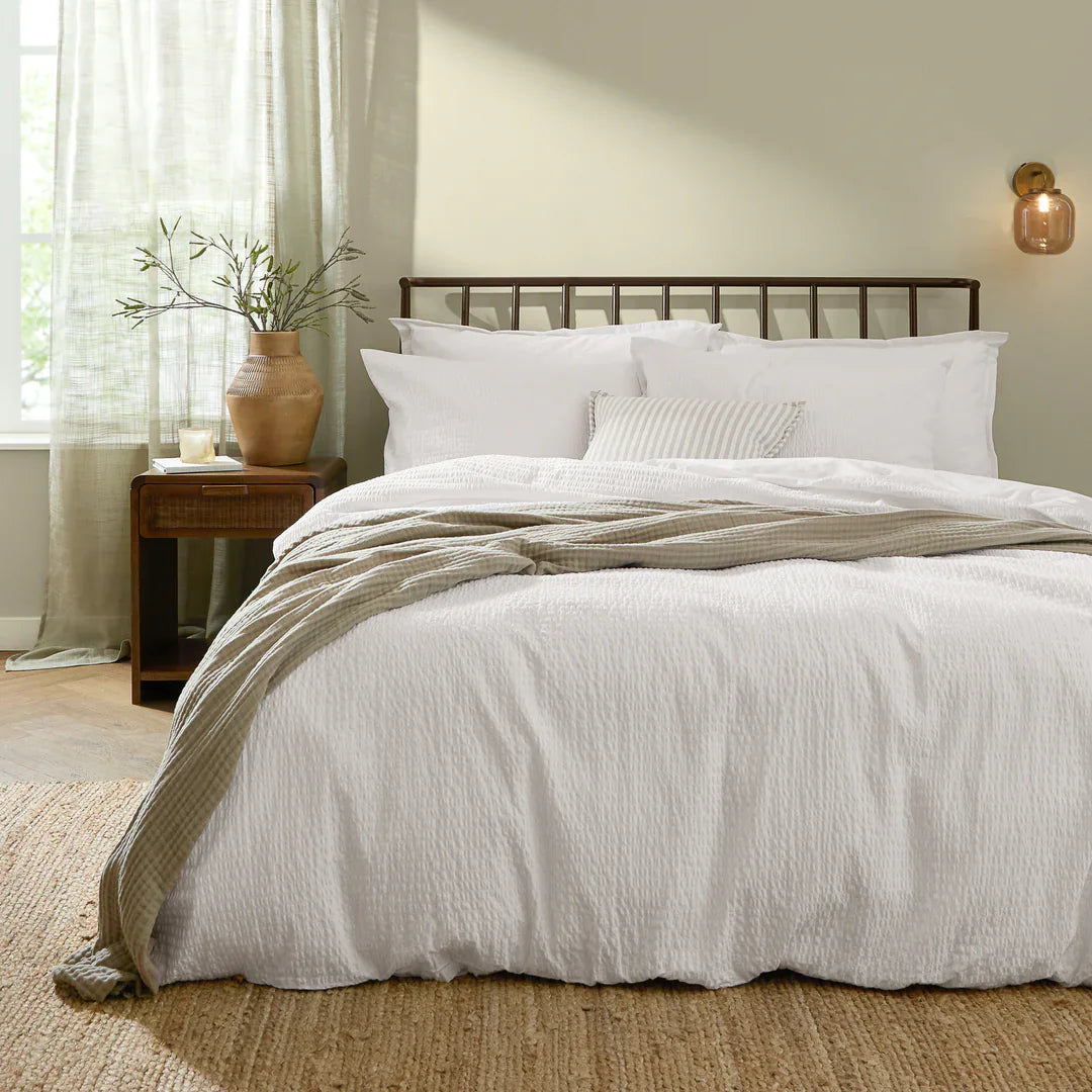 Yard (Riva Home) Duvet Cover set Single / Chalk HEBDEN RELAXED SEERSUCKER DUVET COVER SET by Yard