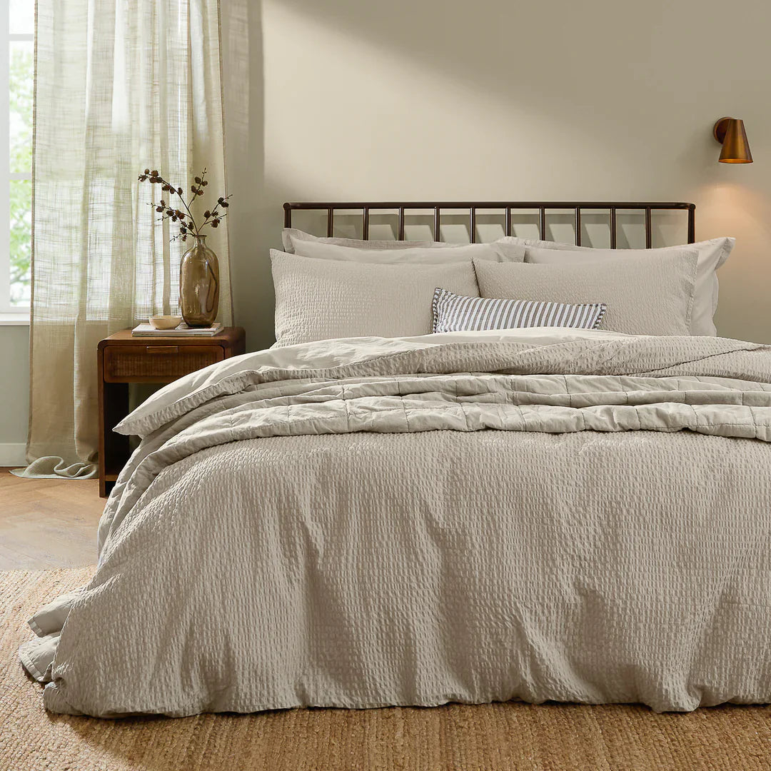 Yard (Riva Home) Duvet Cover set Single / Stone HEBDEN RELAXED SEERSUCKER DUVET COVER SET by Yard