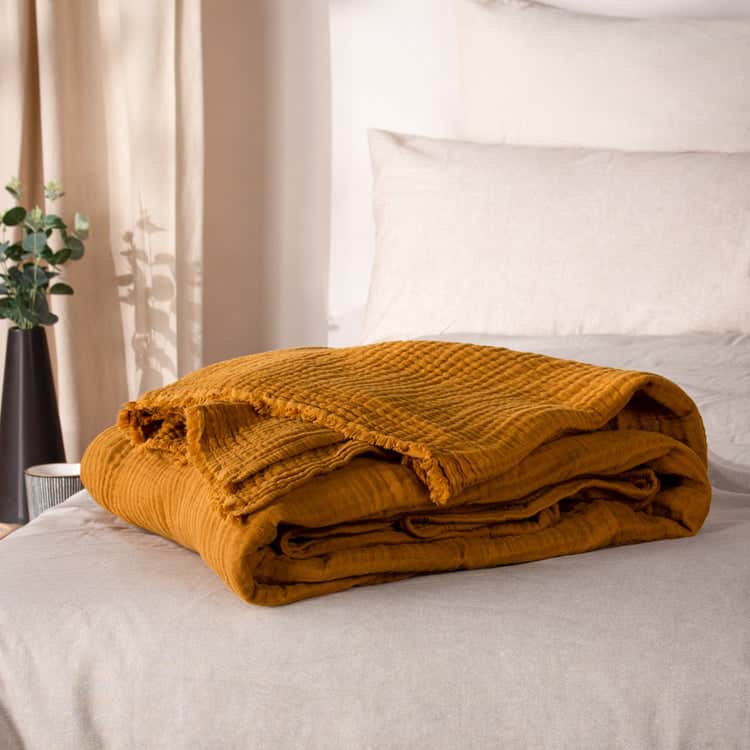 Yard (Riva Home) Throw Cumin LARK MUSLIN COTTON THROW by Yard