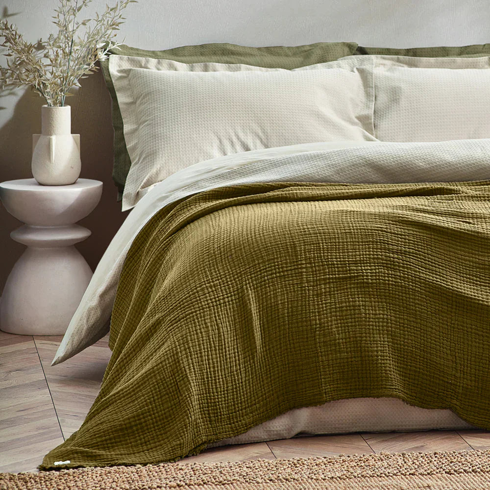 Yard (Riva Home) Throw Khaki LARK MUSLIN COTTON OVERSIZED THROW by Yard