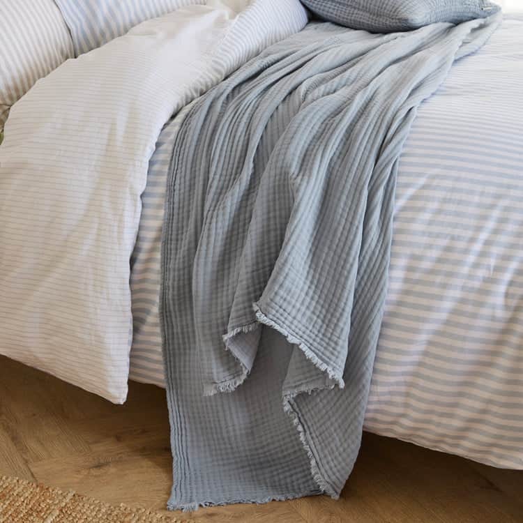 Yard (Riva Home) Throw Mineral LARK MUSLIN COTTON THROW by Yard