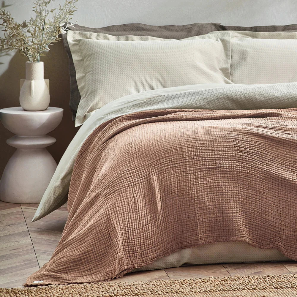 Yard (Riva Home) Throw Pink Clay LARK MUSLIN COTTON OVERSIZED THROW by Yard