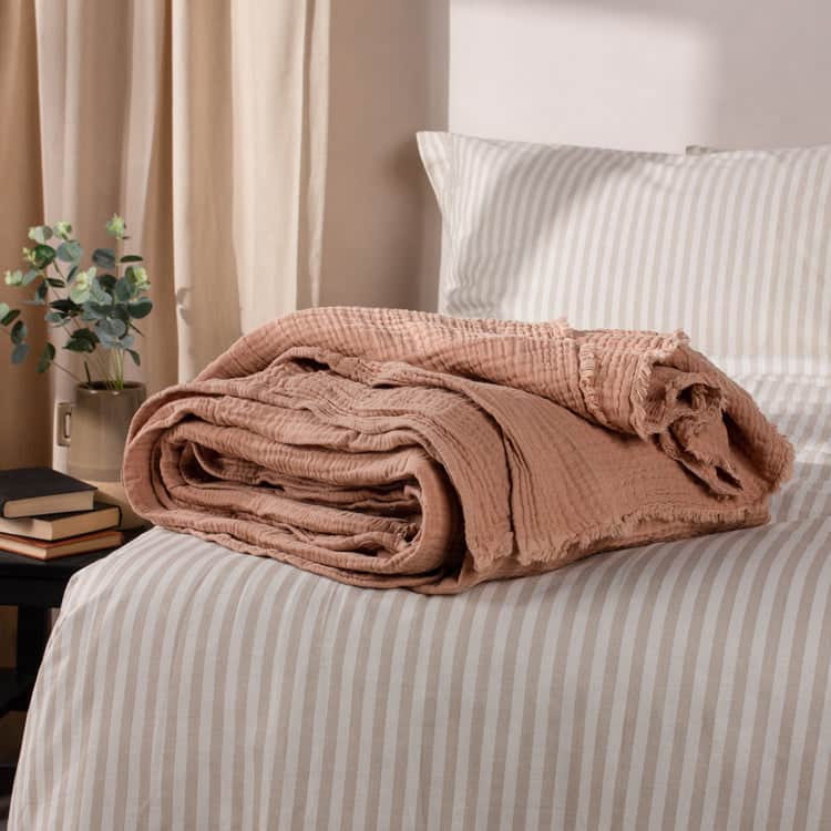 Yard (Riva Home) Throw Pink Clay LARK MUSLIN COTTON THROW by Yard