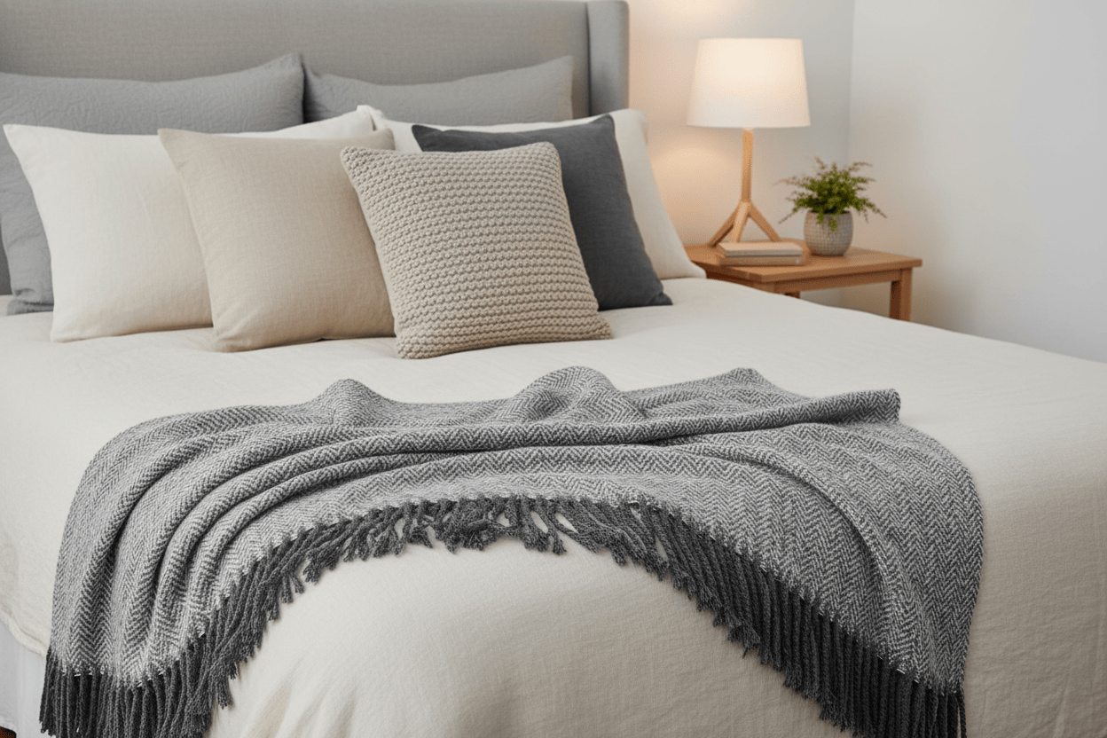 Yard (Riva Home) Throw WEAVER HERRINGBONE THROW | GREY | by Furn