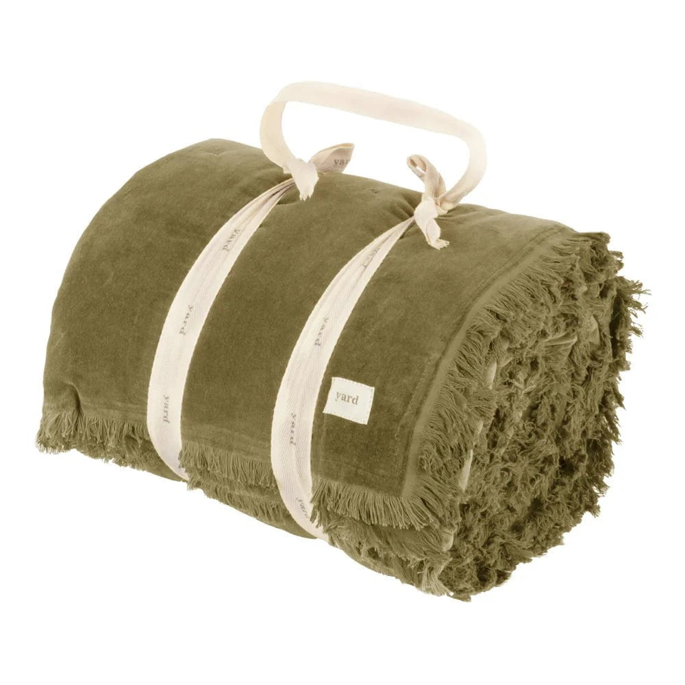 Yard (Riva Home) Throw Yard Jaye Cotton Velvet Filled Bedspread Moss