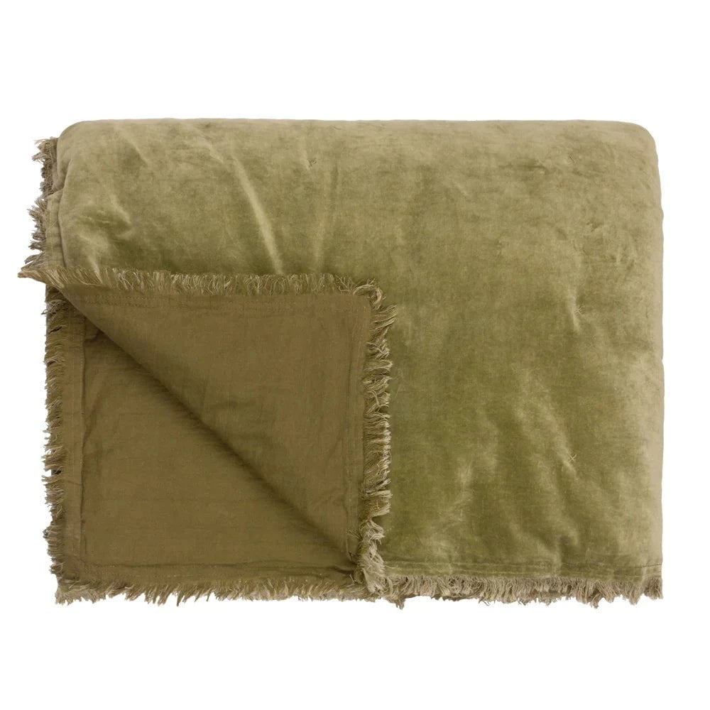 Yard (Riva Home) Throw Yard Jaye Cotton Velvet Filled Bedspread Moss