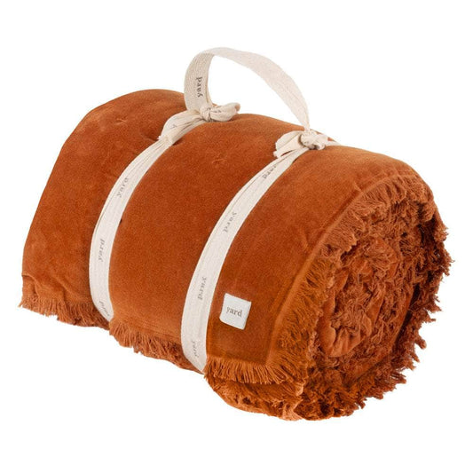 Yard (Riva Home) Throw Yard Jaye Cotton Velvet Filled Bedspread Rust