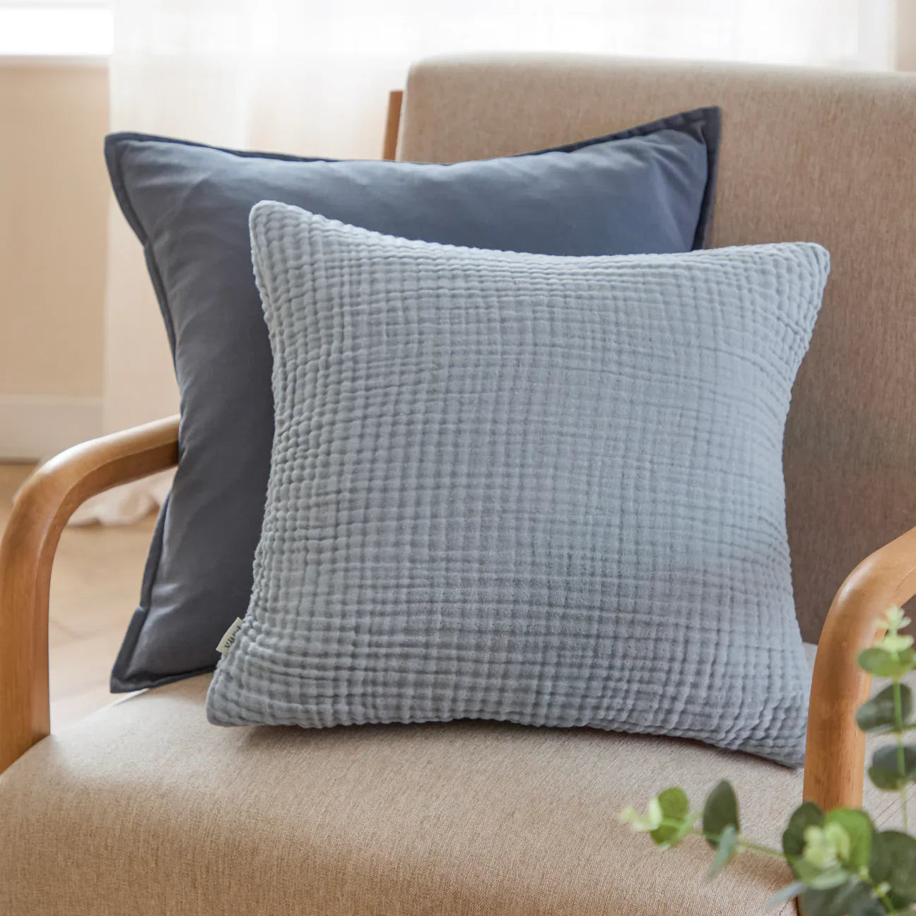 Yard (Riva Home) Yard Cushion Mineral LARK MUSLIN COTTON CUSHION by Yard