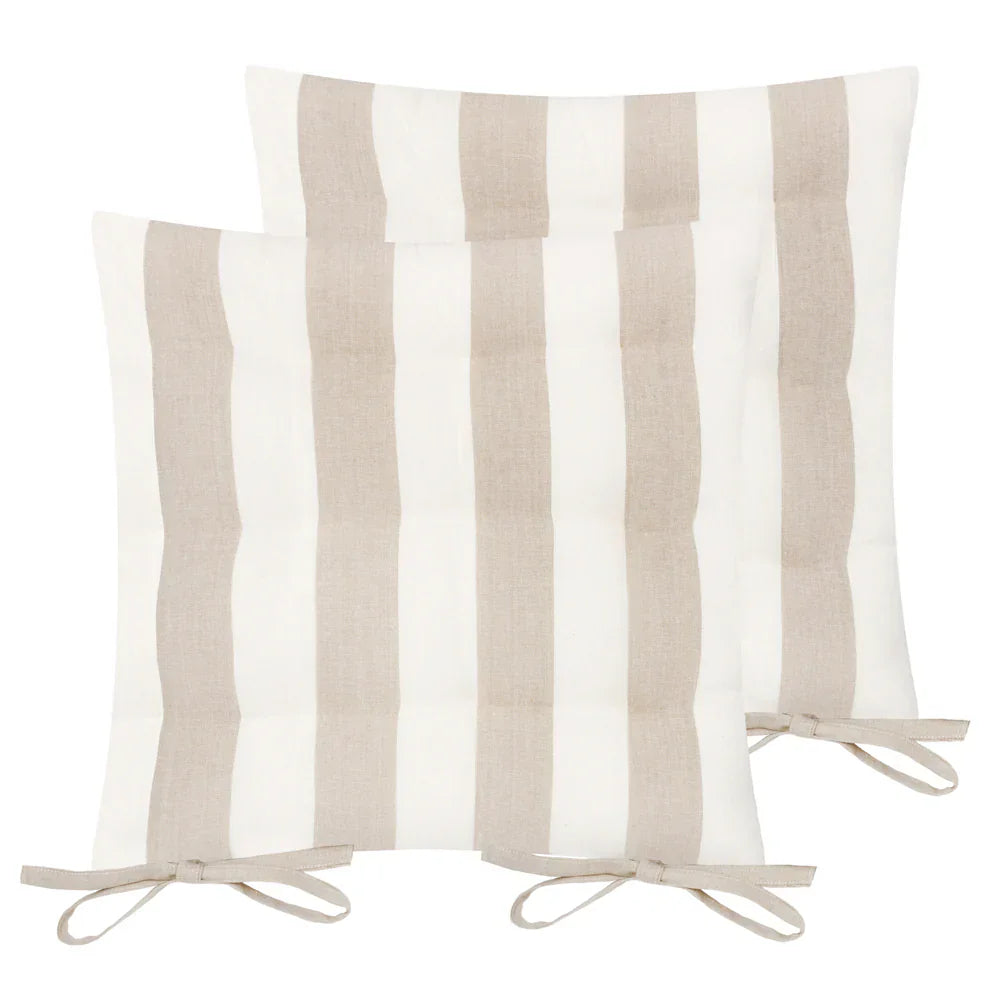 Yard (Riva Home) Yard Cushion Natural HAYLE 2-PACK STRIPED COTTON SEAT PAD CUSHIONS by Yard