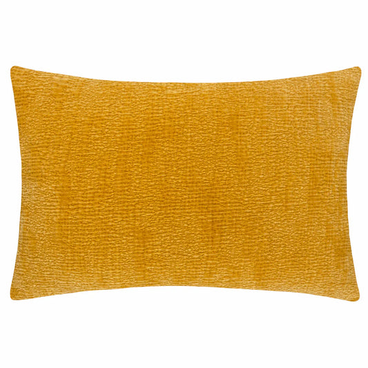 Yard (Riva Home) Yard Cushion Saffron 🧵 Osaka Chenille Cushion – Burnt Red / Petrol / Saffron by Yard