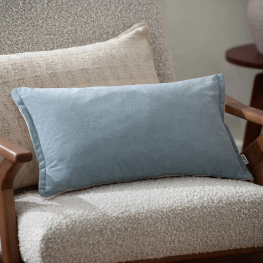 Yard (Riva Home) Yard Cushion Yard Merton Square or Rectangular Velvet Cushion Dusty Blue