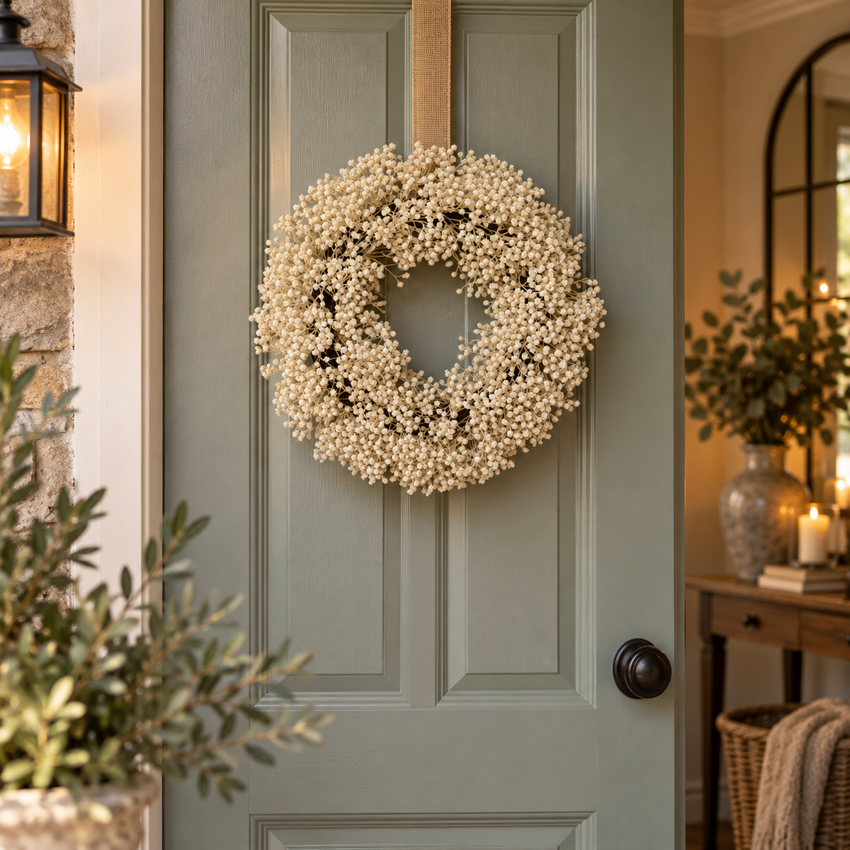 NATURAL GYPSOPHILA WREATH – 40CM Curated by simply Hazel
