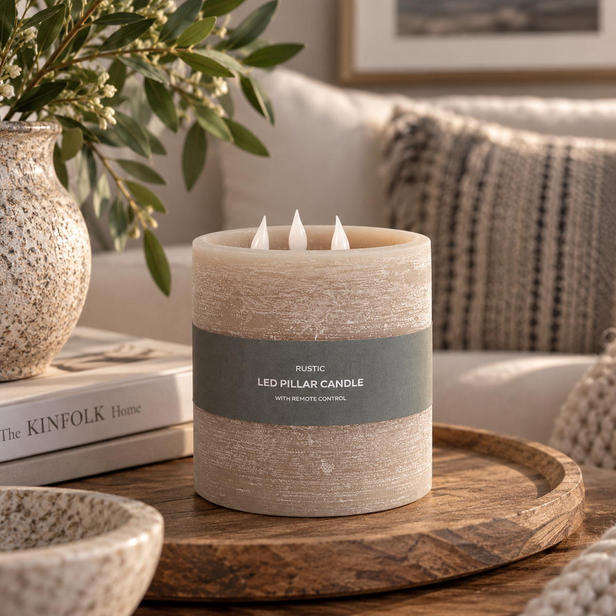 EMBER 3-WICK LED CANDLE – WARM GREY Curated by simply Hazel