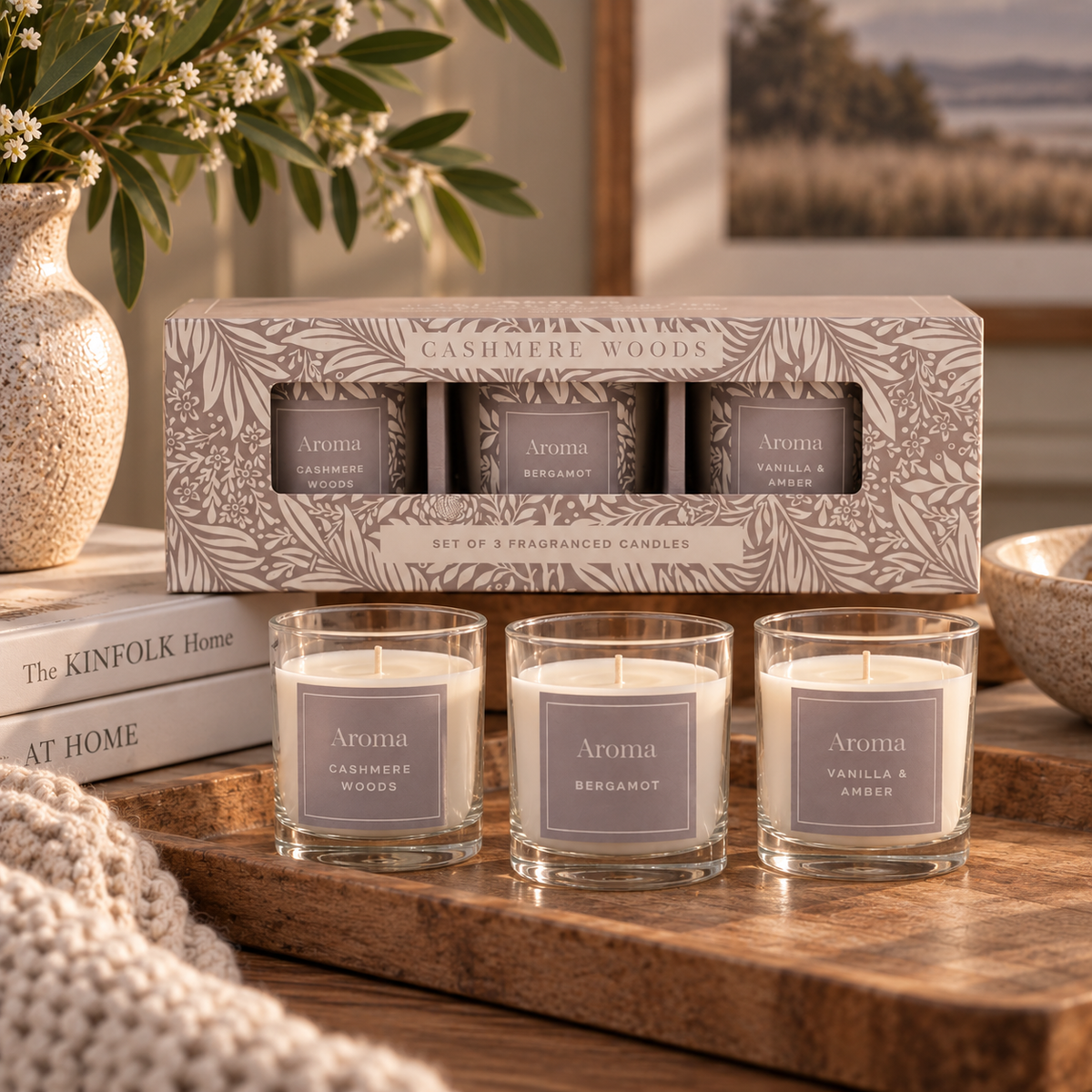 CASHMERE WOODS CANDLES – SET OF 3 Curated by simply Hazel