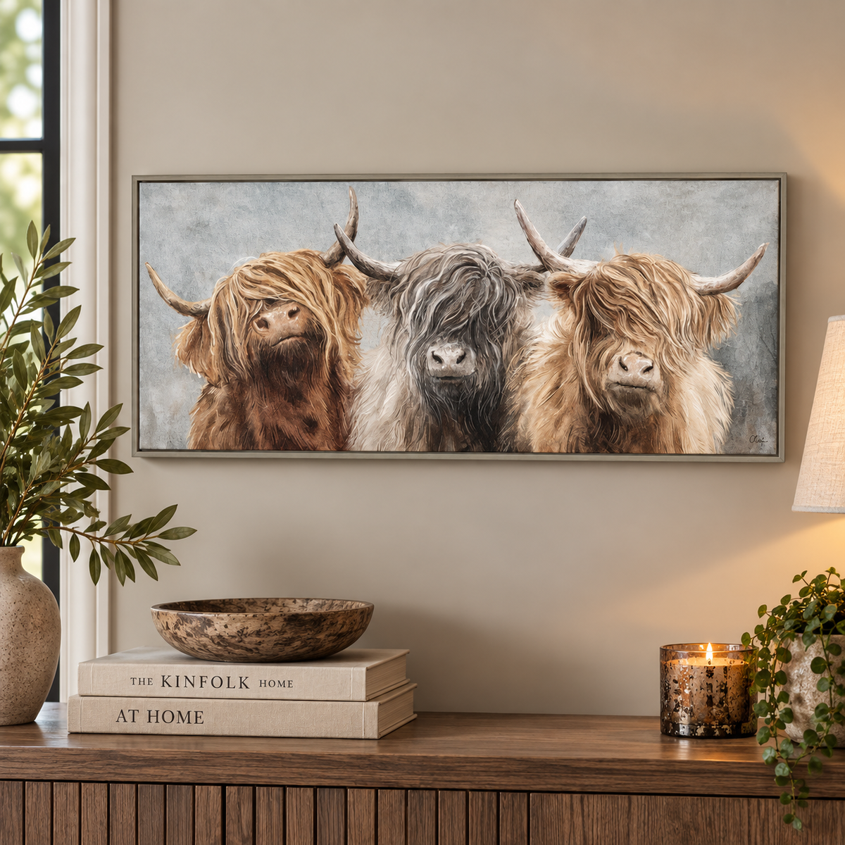 THREE OF A KIND FRAMED CANVAS Curated by simply Hazel