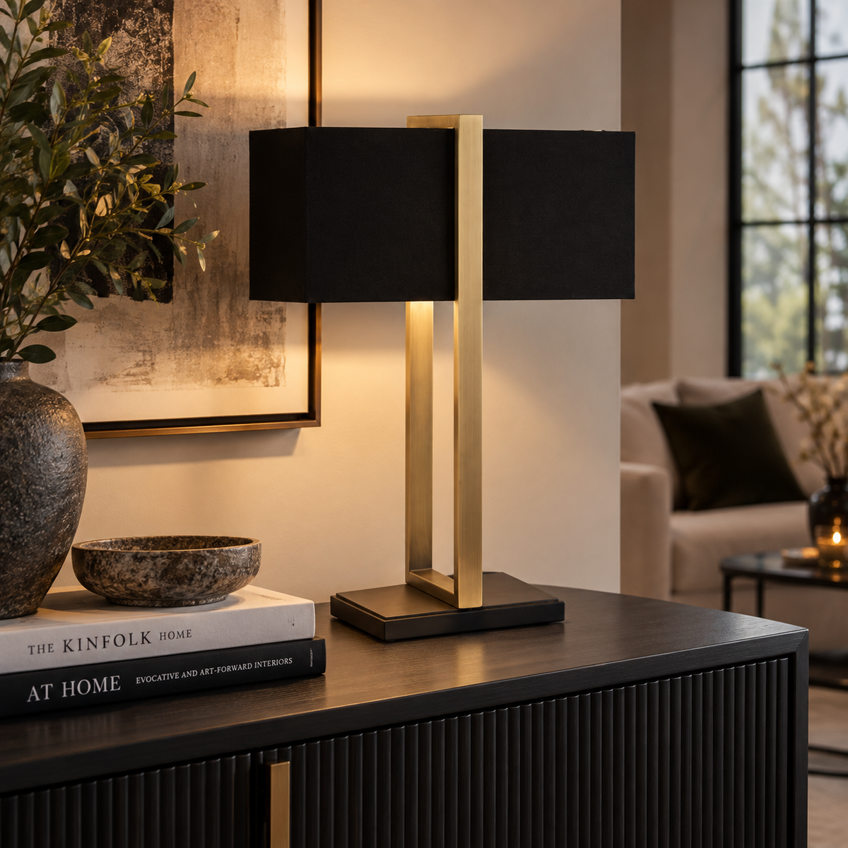 DUVAL TABLE LAMP – ANTIQUE BRASS & BLACK Curated by simply Hazel