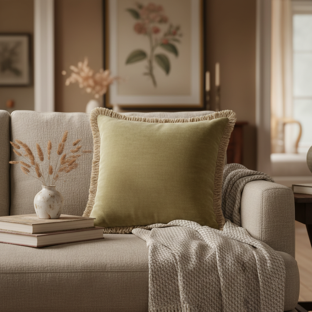 ELODIE VELVET FRINGE CUSHION by Scatter Box