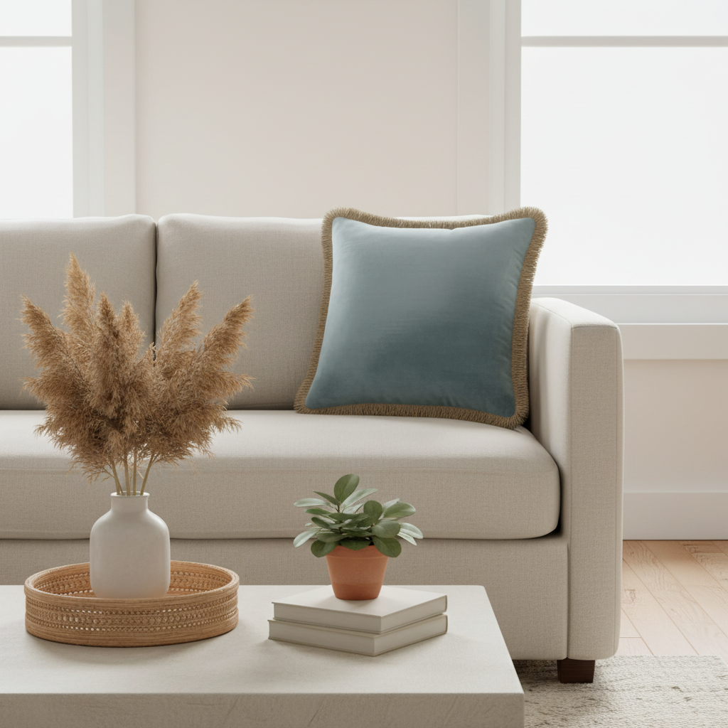 ELODIE VELVET FRINGE CUSHION by Scatter Box
