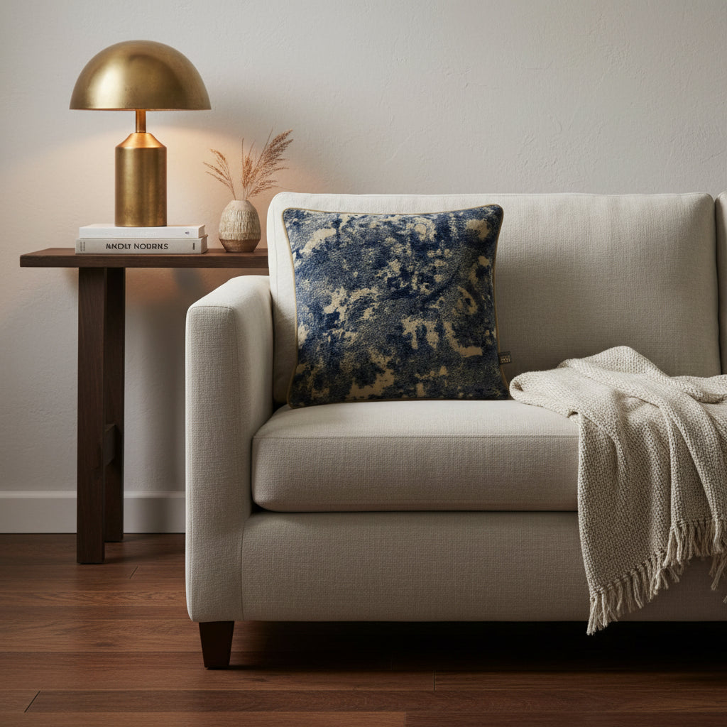 MIRA VELVET CUSHION Navy/Sand by Scatter Box