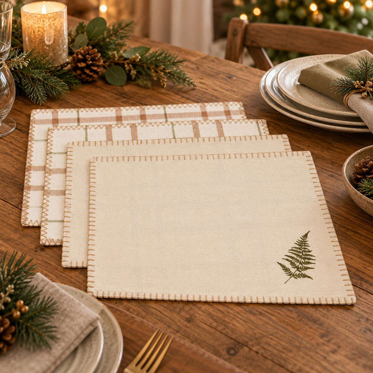 WOODLAND FESTIVE STRIPE PLACEMATS – SET OF 4 | Ella James