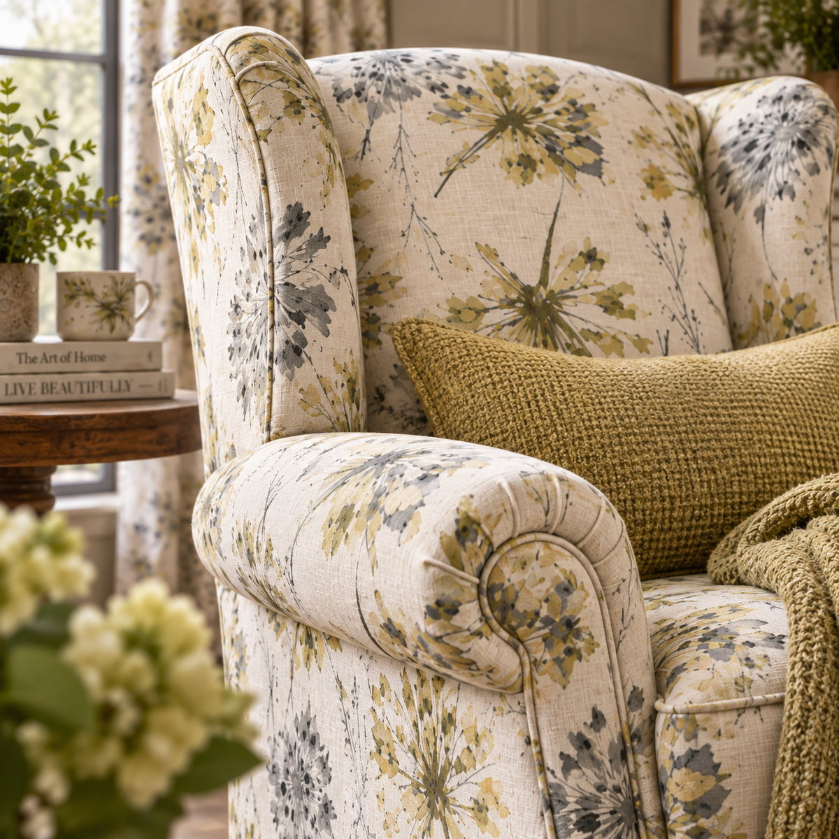 PRINCESS MAYA WINGBACK ARMCHAIR – PETAL COUTURE DANDELION LEMON by simply Hazel