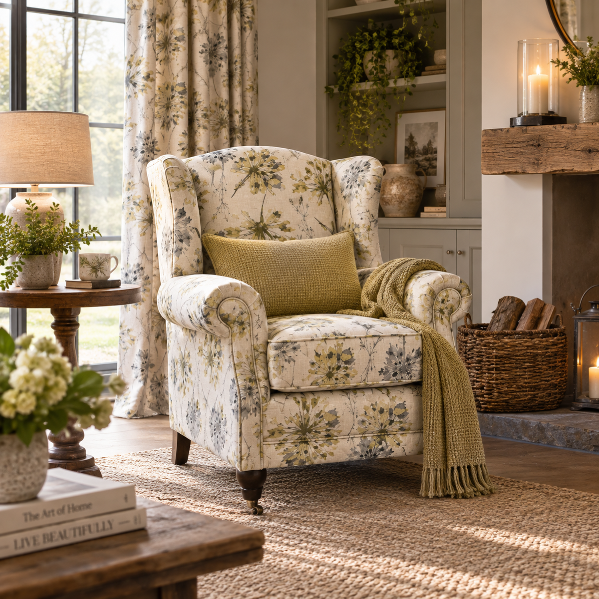 PRINCESS MAYA WINGBACK ARMCHAIR – PETAL COUTURE DANDELION LEMON by simply Hazel