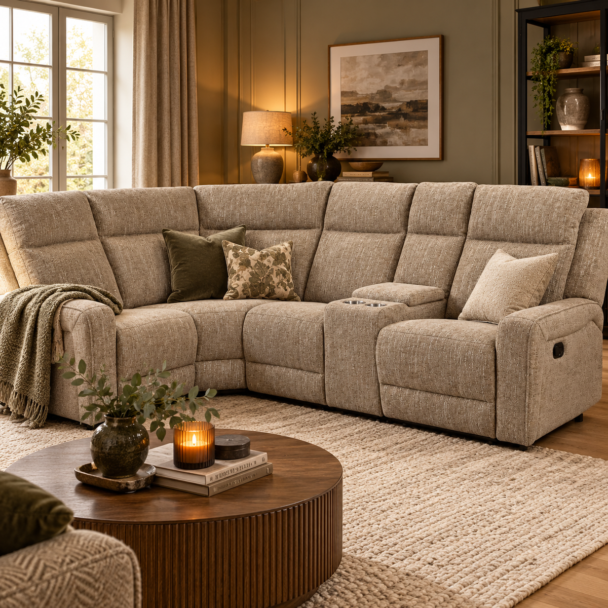 HARPER MANUAL RECLINING FABRIC COLLECTION – BEIGE by GIE