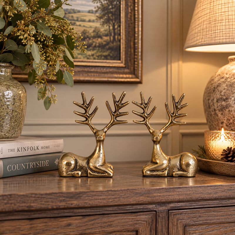 STAG ANTIQUE GOLD – SET OF 2 DECORATIONS Curated by simply Hazel