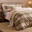 BRAEMAR CHECK SOFT BRUSHED COTTON DUVET COVER SET PINK/GREEN  by Wylder