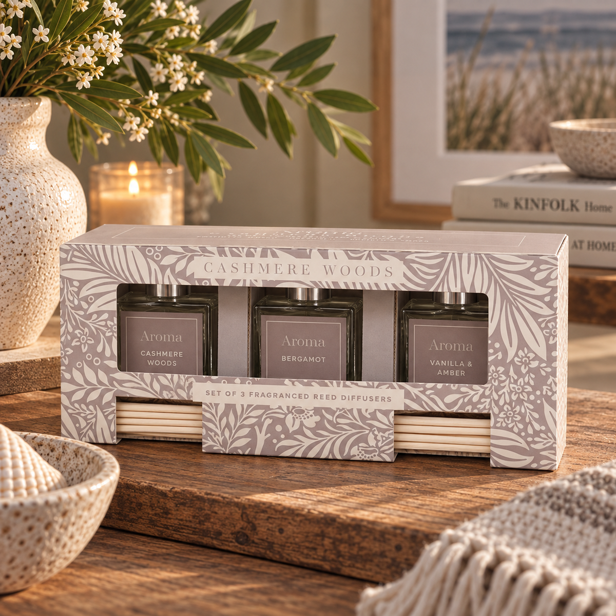 CASHMERE WOODS REED DIFFUSERS – SET OF 3 Curated by simply Hazel