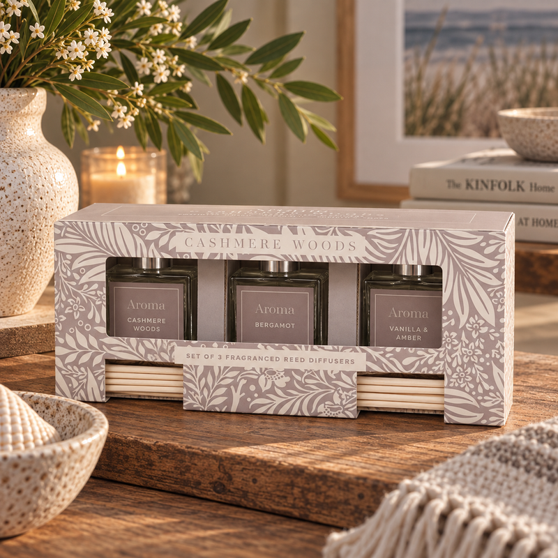 CASHMERE WOODS REED DIFFUSERS – SET OF 3 Curated by simply Hazel