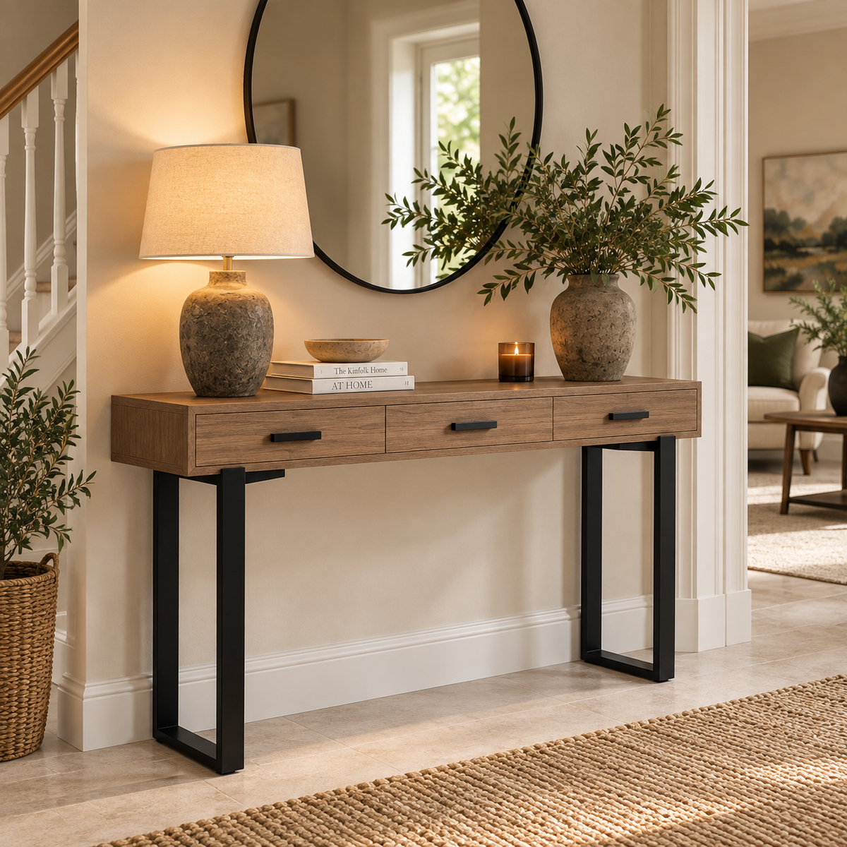 CLANA CONSOLE TABLE – NATURAL WOOD & BLACK METAL by simply Hazel