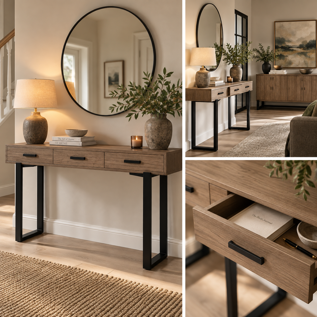 CLANA CONSOLE TABLE – NATURAL WOOD & BLACK METAL by simply Hazel