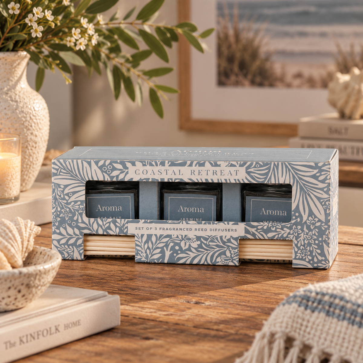 COASTAL RETREAT REED DIFFUSERS – SET OF 3 Curated by simply Hazel