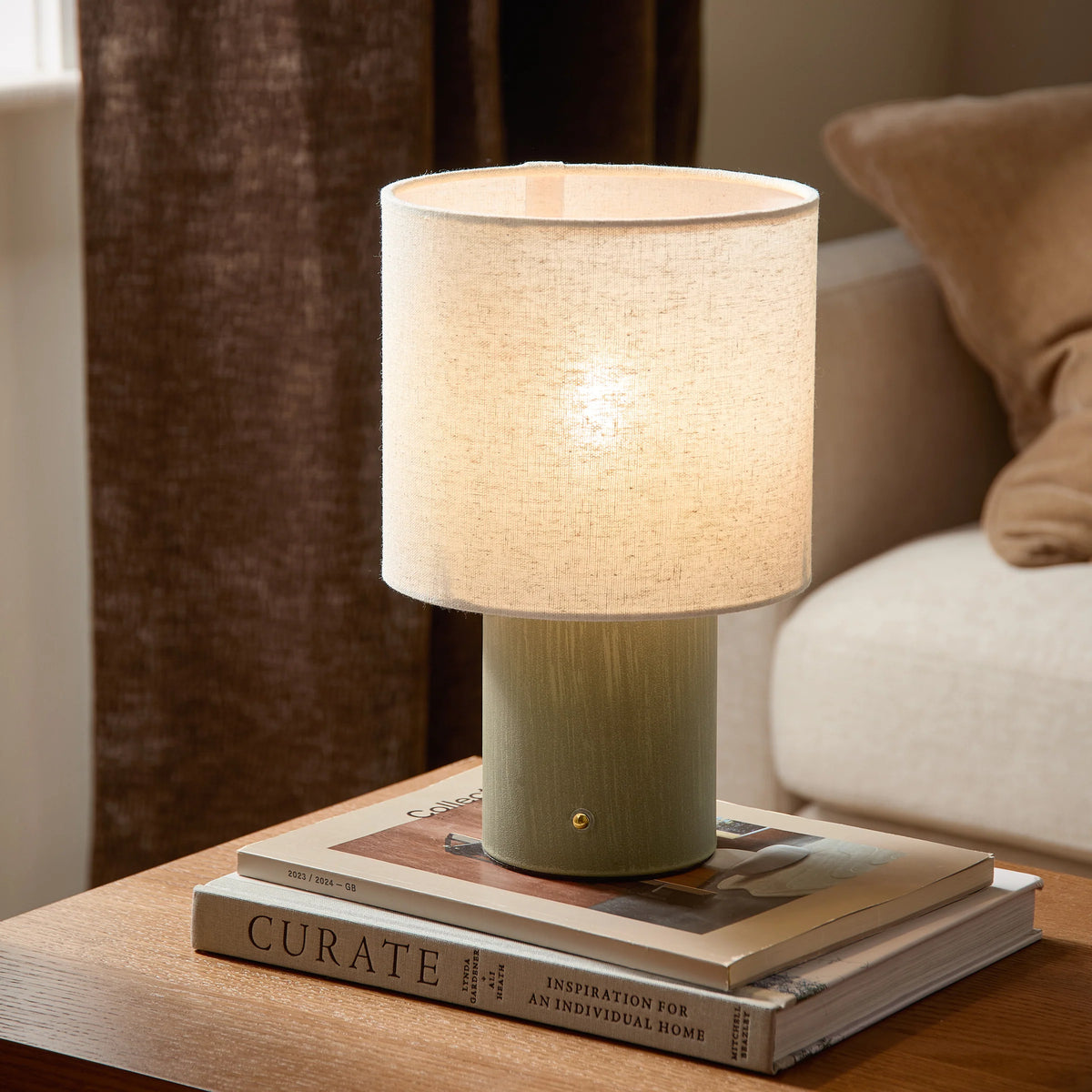 FINN TABLE LAMP – AGED BRASS, ESPRESSO BROWN, OLIVE &amp; SANDSTONE | YARD