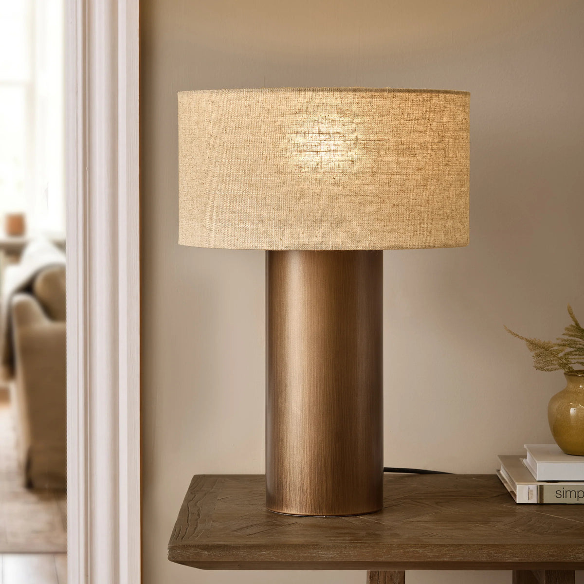 FINN TALL TABLE LAMP – AGED BRASS, ESPRESSO BROWN, OLIVE & SANDSTONE | Yard