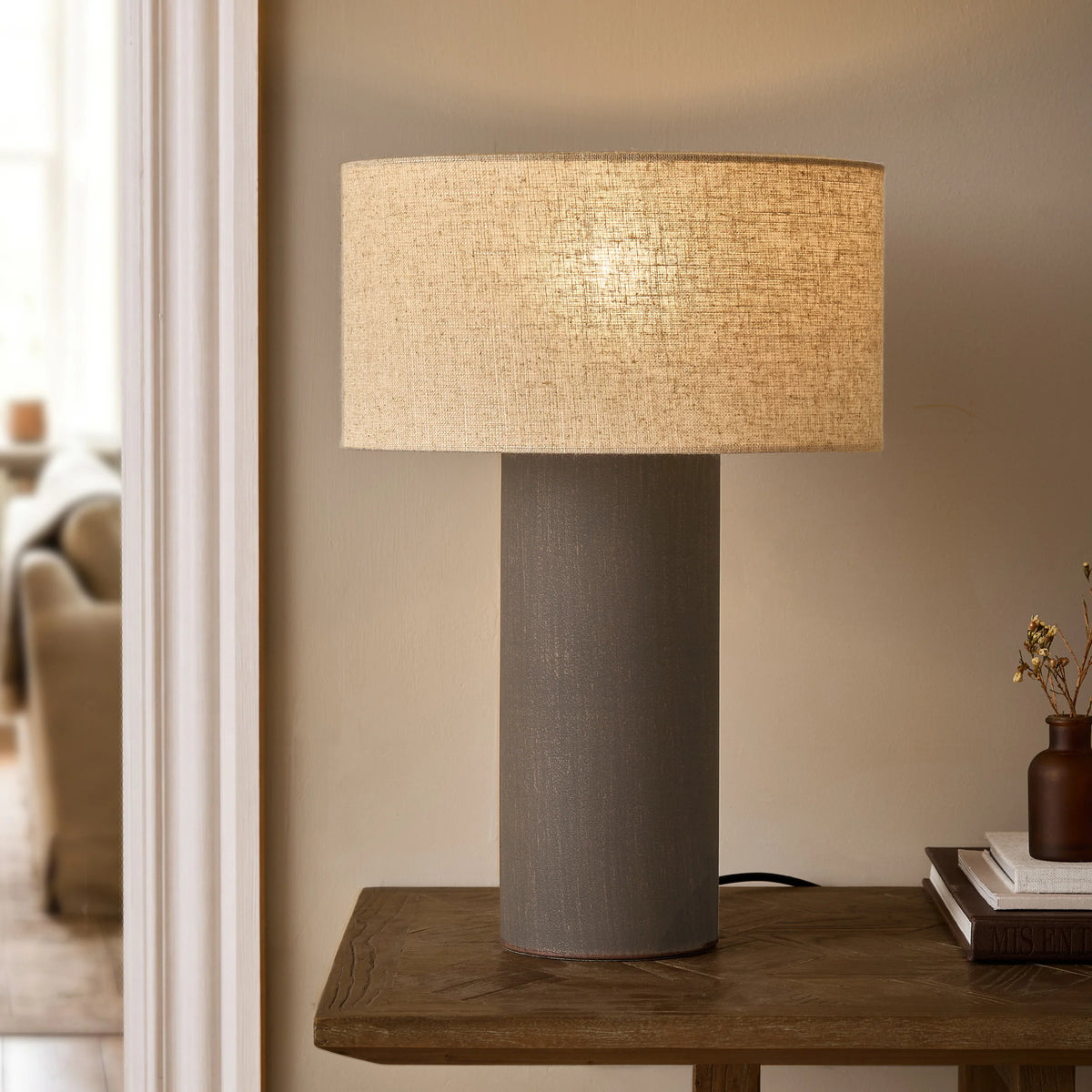 FINN TALL TABLE LAMP – AGED BRASS, ESPRESSO BROWN, OLIVE & SANDSTONE | Yard