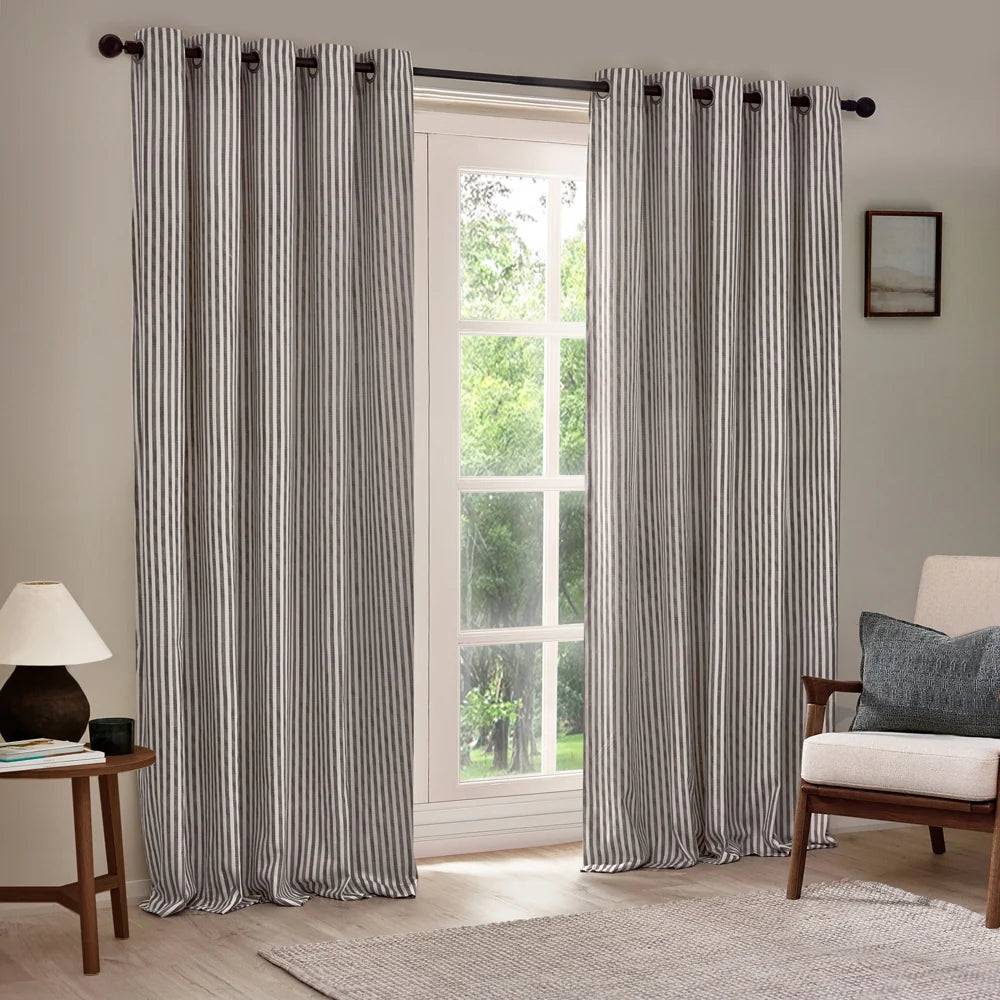 HEBDEN STRIPED 100% COTTON CURTAINS Eyelet by Furn