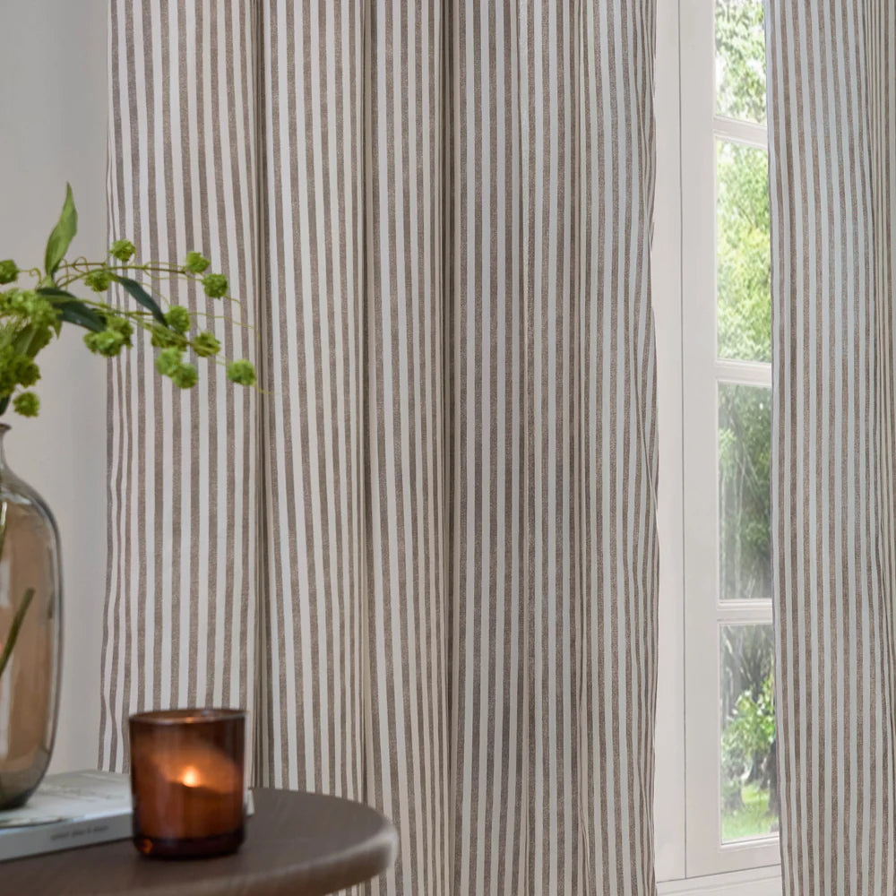 HEBDEN STRIPED 100% COTTON CURTAINS Eyelet by Furn