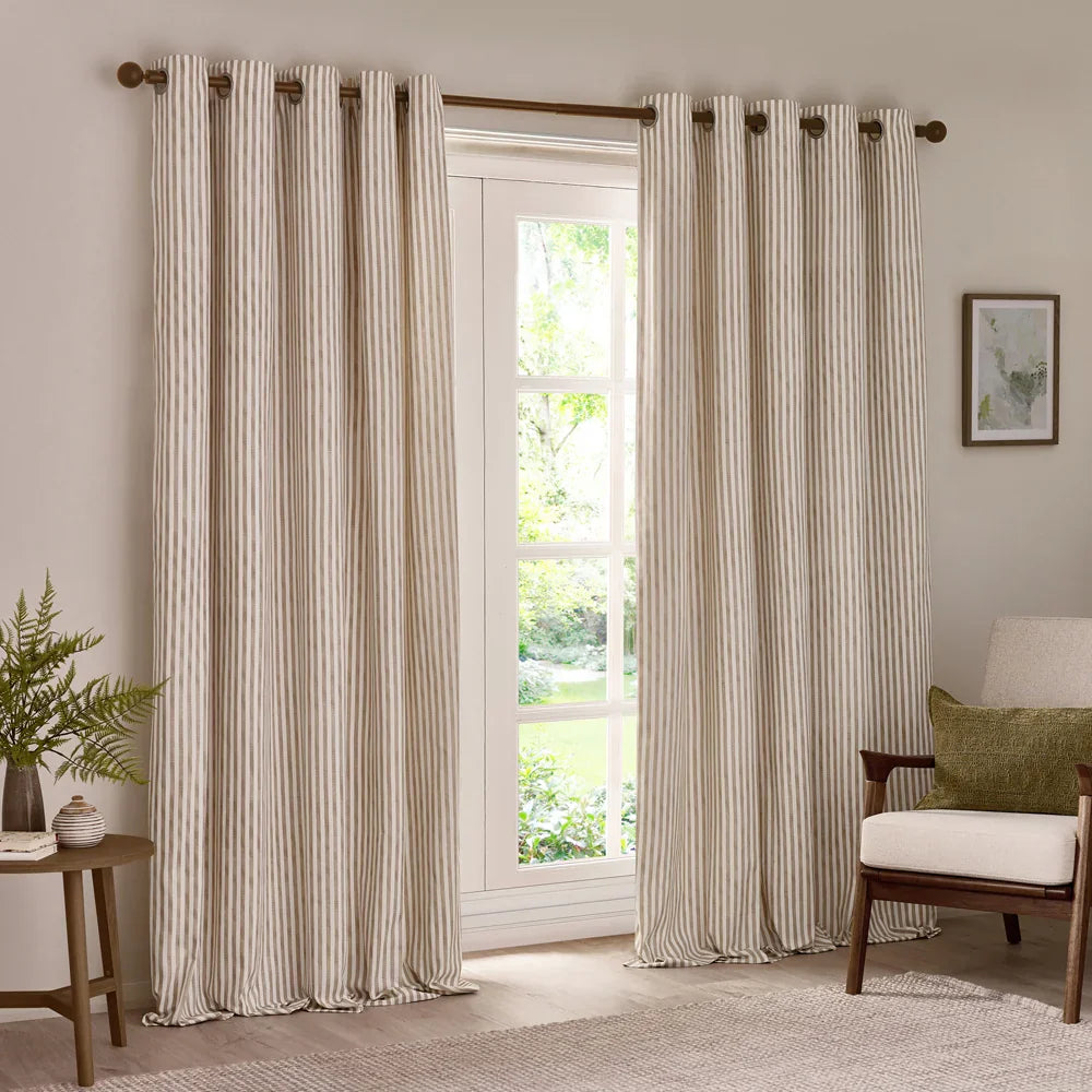 HEBDEN STRIPED 100% COTTON CURTAINS Eyelet by Furn