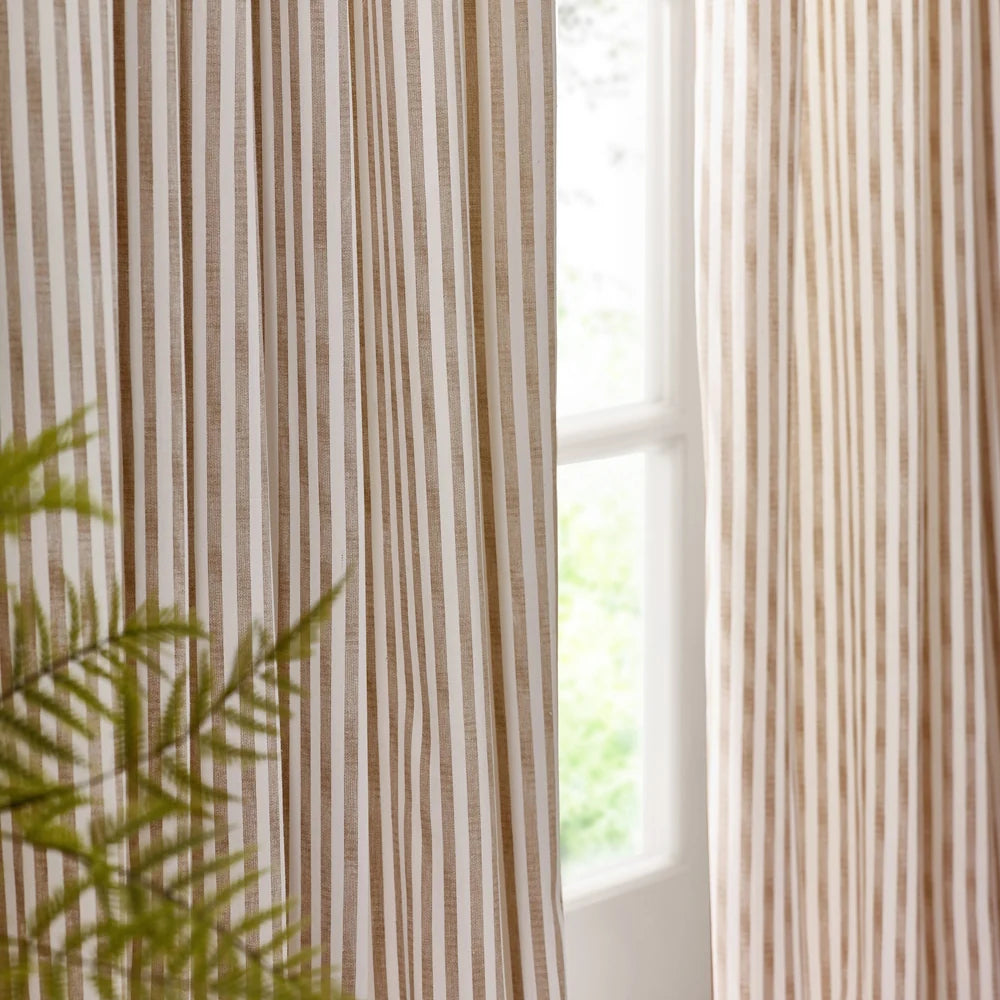 HEBDEN STRIPED 100% COTTON CURTAINS Eyelet by Furn